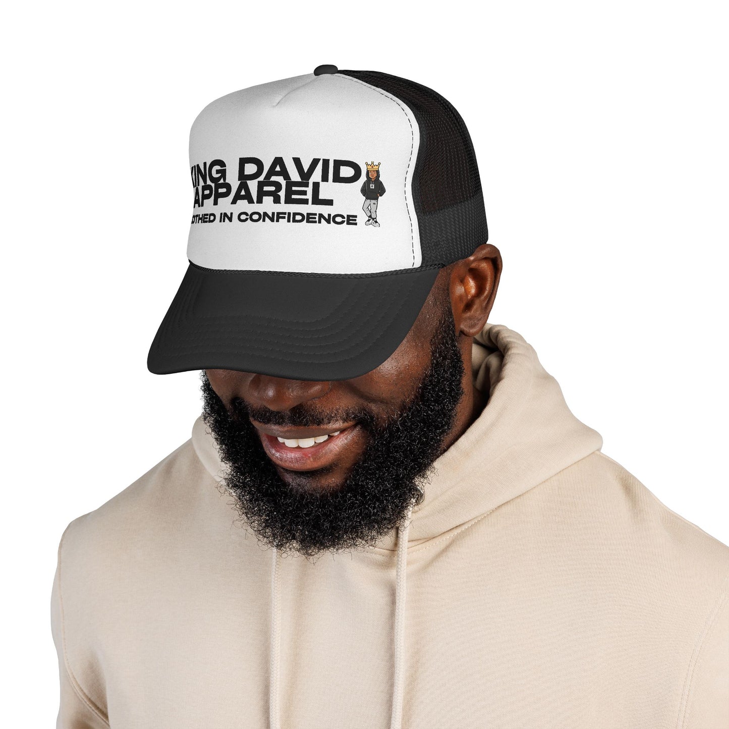 Cartoon Trucker Hat (Black/White)